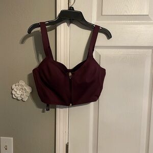 Burgundy Zip-Up Crop Top